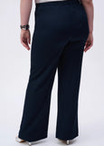 back view of plus size Joseph Ribkoff Seersucker Wide Leg Drawstring Pant in Midnight