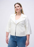 Joseph Ribkoff Foil Faux Suede Jacket in Vanilla