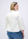 back view of plus size Joseph Ribkoff Foil Faux Suede Jacket in Vanilla
