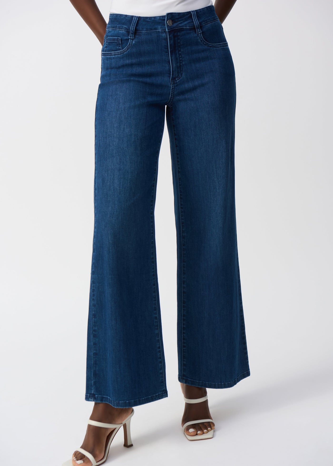 Joseph Ribkoff Goldie Classic Wide-Leg Stretch Jean in Med. Blue Denim