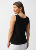 back view of plus size Joseph Ribkoff silky Knit Scoopneck Cami in Black