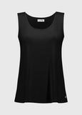 front view of plus size Joseph Ribkoff Silky Knit Scoopneck Cami in Black