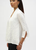 front view of plus size Joseph Ribkoff Jacquard Straight Cover-up in White