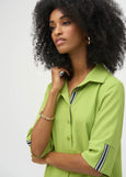 front view of plus size Joseph Ribkoff Eggshell Shirt Dress in Greenery