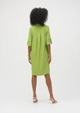 back view of plus size Joseph Ribkoff Eggshell Shirt Dress in Greenery