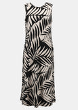 Joseph Ribkoff Jersey Tropical Print A-line Dress in Black/Moonstone