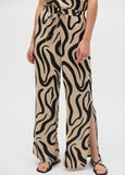 front view of plus sizeJoseph Ribkoff Gauze Abstract Print Wide Leg Pant in Beige/Black