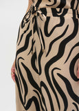 Joseph Ribkoff Gauze Abstract Print Wide Leg Pant in Beige/Black