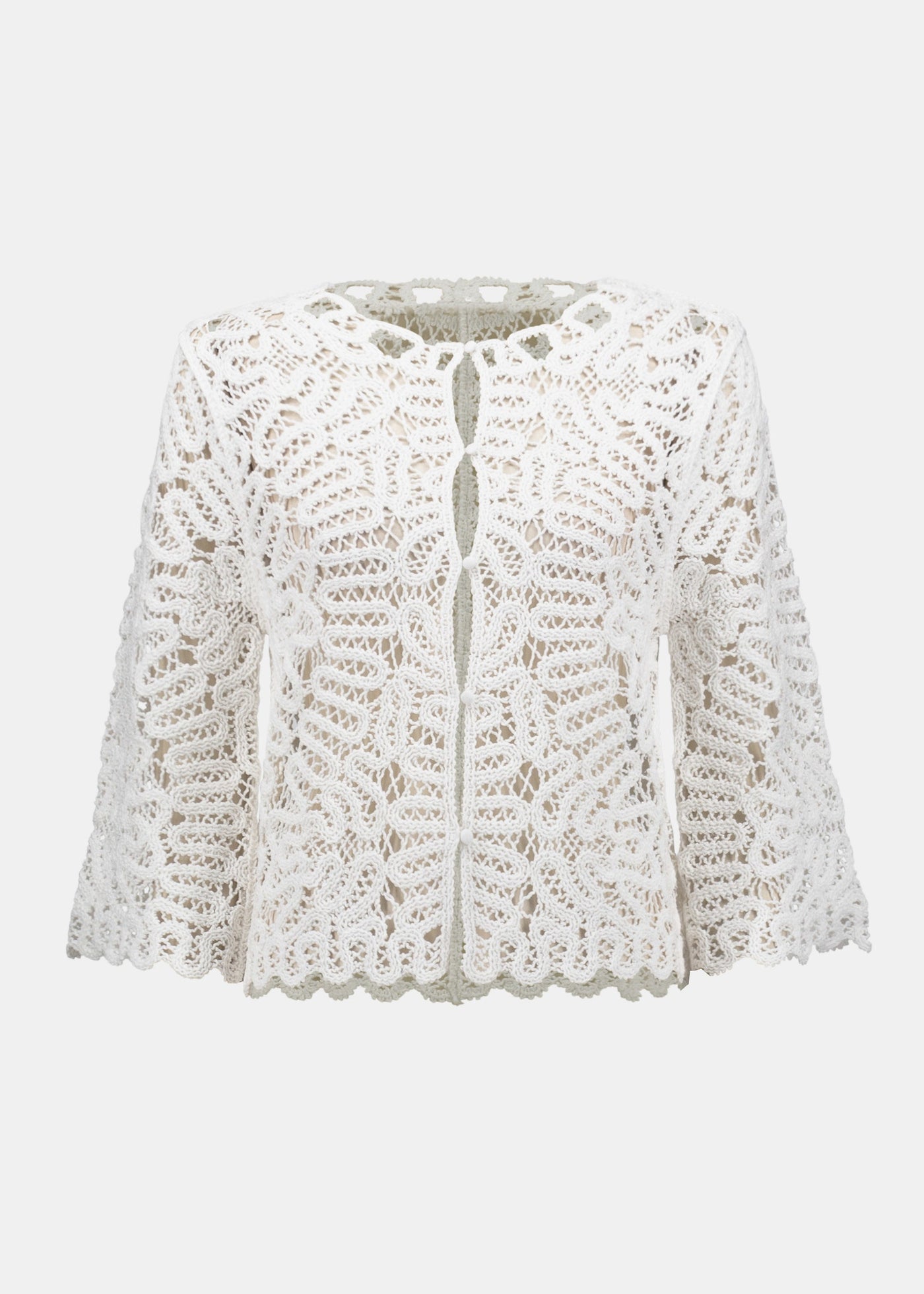 Joseph Ribkoff Crochet Sweater Knit Cover up in Vanilla