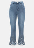 Joseph Ribkoff Stretch Denim Embroidered Crop Jean