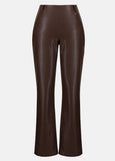 front view of Joseph ribkoff plus size Brown leather pants on a white background