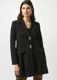 front view of plus size Joseph Ribkoff Scuba Fit and Flare Jacket in Black