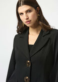 close up front view of plus size Joseph Ribkoff Scuba Fit and Flare Jacket in Black