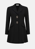 front view of plus size Joseph Ribkoff Scuba Fit and Flare Jacket in Black
