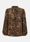front view of plus size Joseph Ribkoff Recycled Georgette Animal Print Blouse