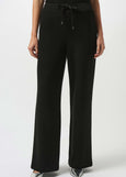 front view of plus size Joseph Ribkoff Scuba Jersey Drawstring Waist Pant in Black