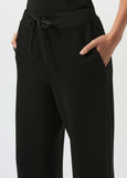front view of plus size Joseph Ribkoff Scuba Jersey Drawstring Waist Pant in Black