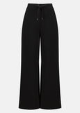 front view of plus size Joseph Ribkoff Scuba Jersey Drawstring Waist Pant in Black
