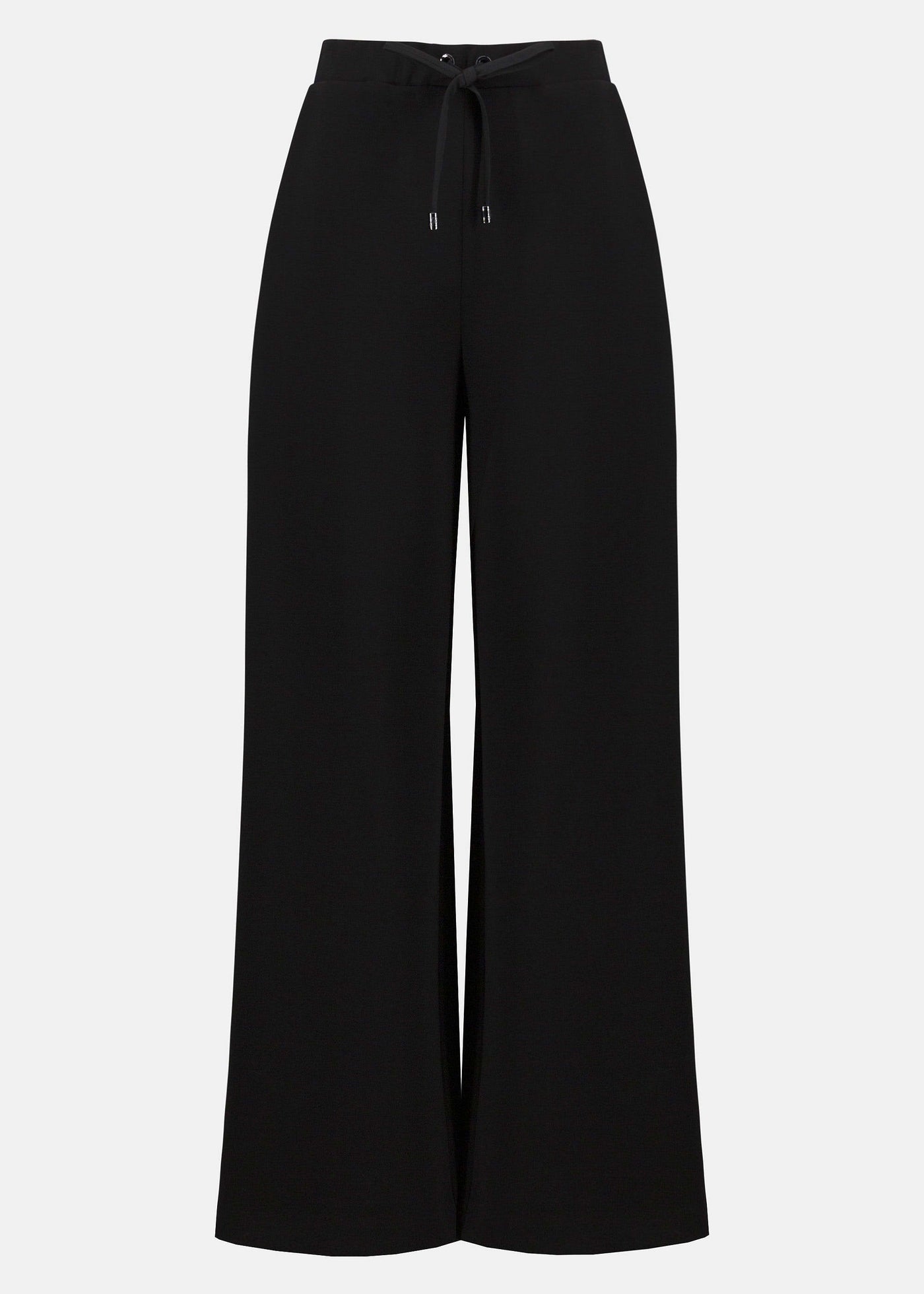 front view of plus size Joseph Ribkoff Scuba Jersey Drawstring Waist Pant in Black