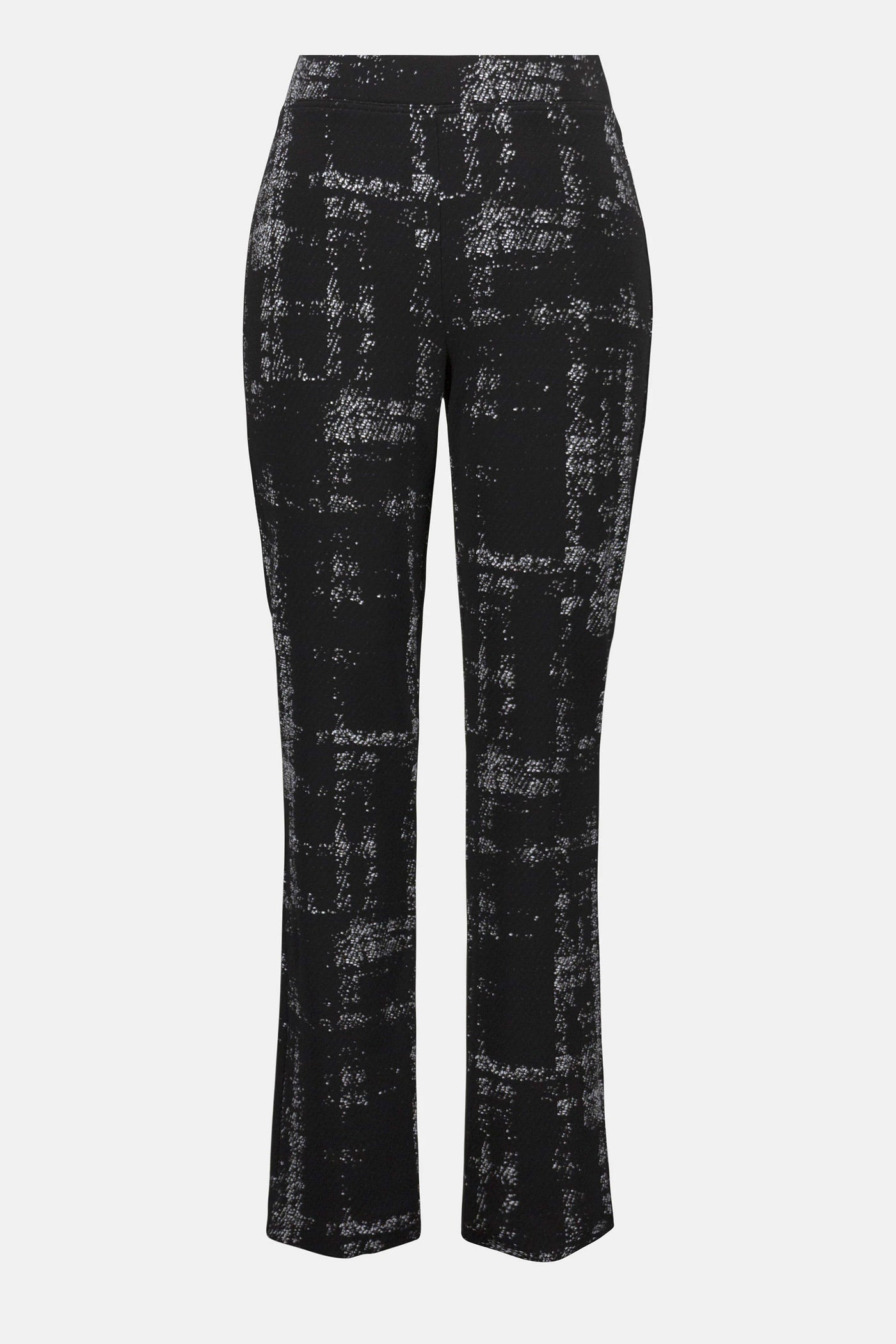Joseph Ribkoff Jacquard knit Plaid Print Pull On Pant in Black Off White