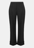 front view of plus size Joseph Ribkoff Lux Twll Flared Pull on Pant with Cuff in Black