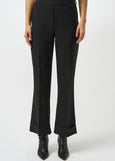 front view of plus size Joseph Ribkoff Lux Twll Flared Pull on Pant with Cuff in Black