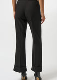 front view of plus size Joseph Ribkoff Lux Twll Flared Pull on Pant with Cuff in Black