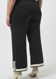 back view of plus size Joseph Ribkoff Sweater Knit Color Block Pant in Black/Vanilla