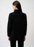 back view of plus size Joseph Ribkoff Asymmetrical Pullover with Studs in Black