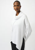 front view of plus size Joseph Ribkoff Asymmetrical Pullover with Studs in Vanilla