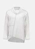 front view of plus size Joseph Ribkoff Asymmetrical Pullover with Studs in Vanilla