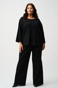 Joseph Ribkoff Pleated Scuba Crepe Wide Leg Pant in Black