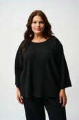 Joseph Ribkoff Pleated Scuba crepe Box top in Black