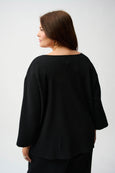 Joseph Ribkoff Pleated Scuba crepe Box top in Black