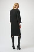 Joseph Ribkoff Pleated Scuba Crepe Dress in Black