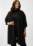 front view of plus size Joseph Ribkoff Sweater Knit cardigan with Stud Details in Black