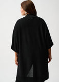 front view of plus size Joseph Ribkoff Sweater Knit cardigan with Stud Details in Black