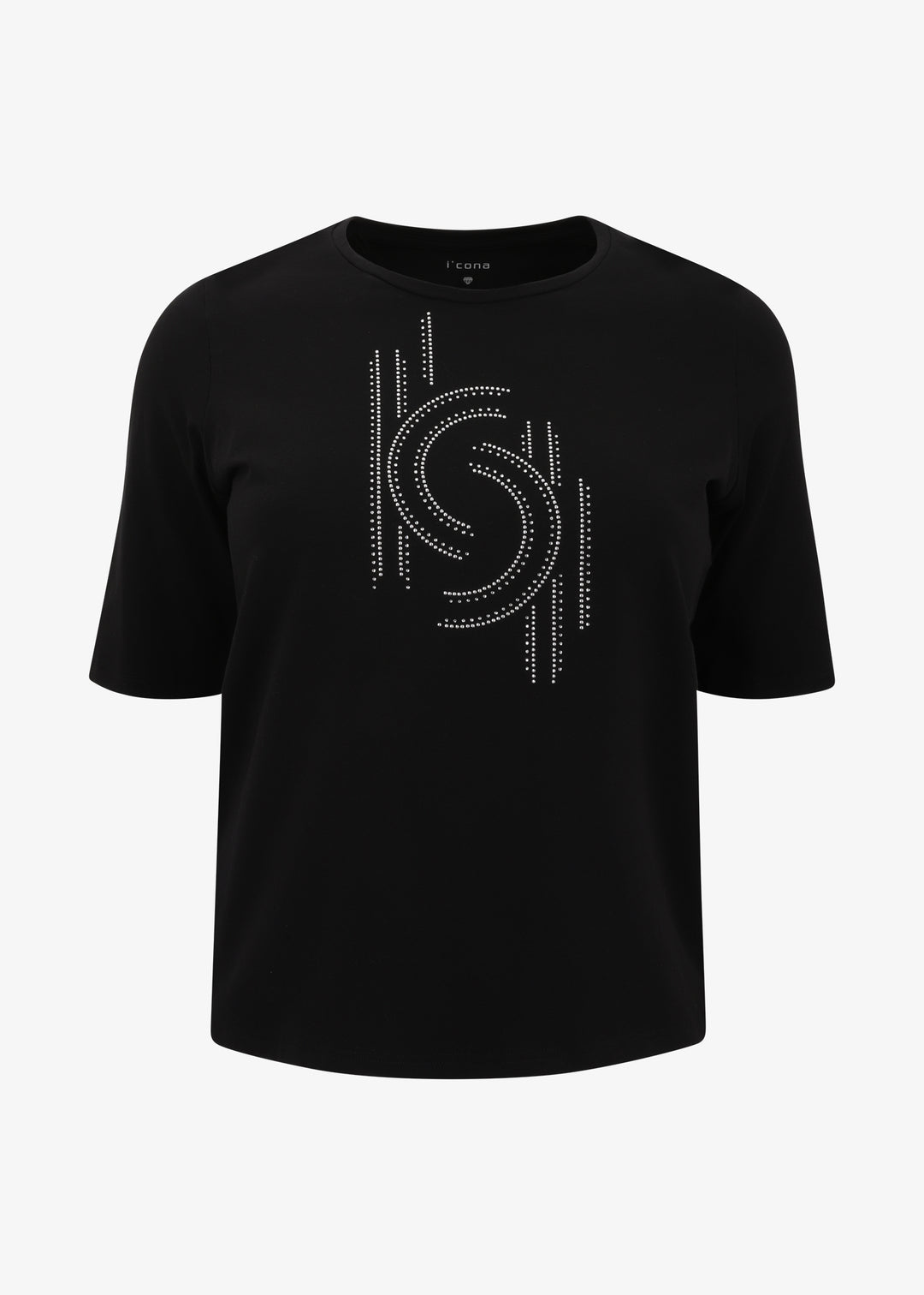 I'Cona Scoop neck Elbow Sleeve Tee in Black