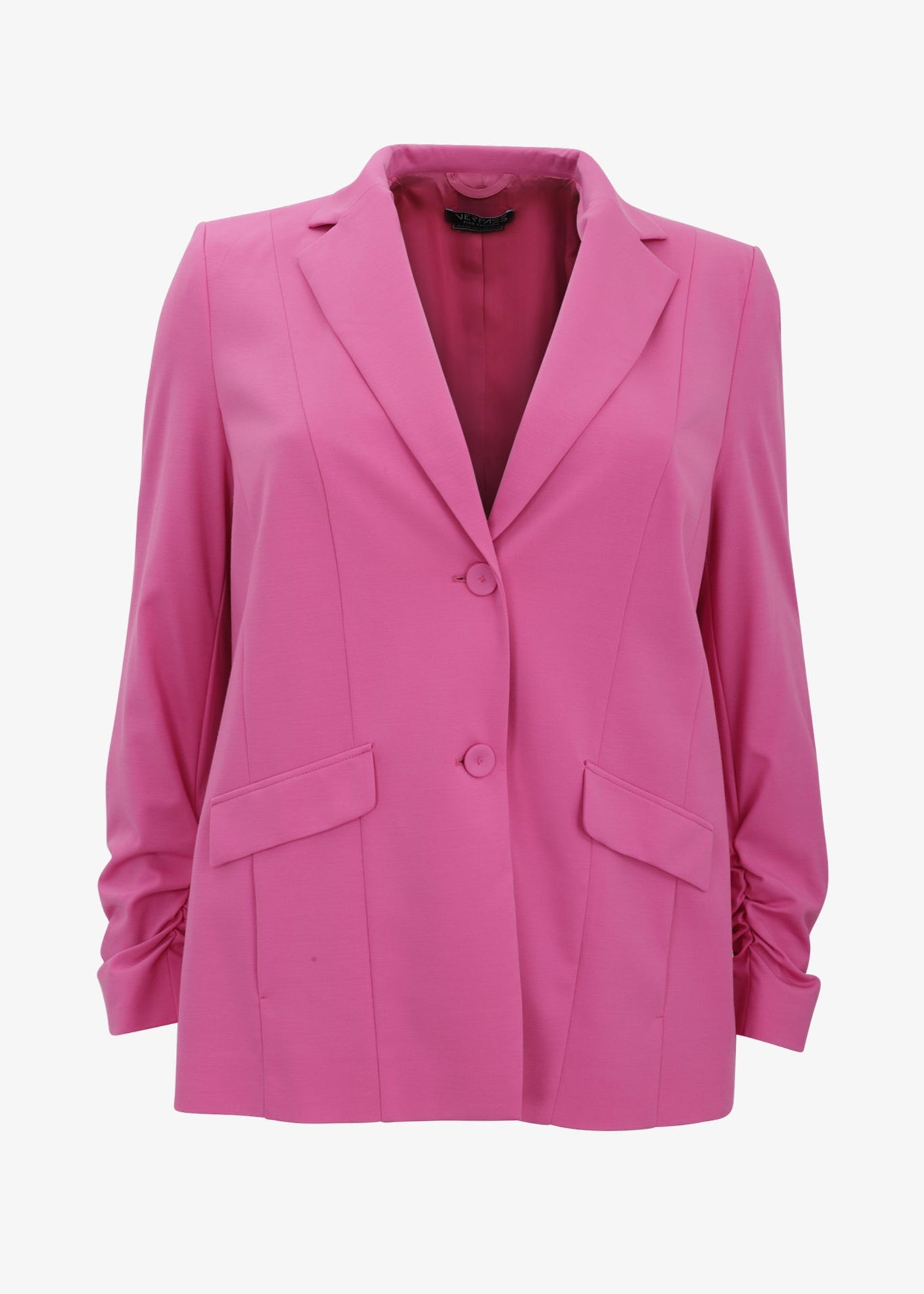 Verpass Stretch Blazer with Rouched Sleeve in Fuchsia
