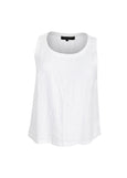 Toni T. Classic Linen Scoop-neck Cami with Side Slits in White