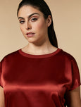 Marina Rinaldi Vanda Satin Front Tee with Jersey Back in Rust