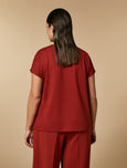Marina Rinaldi Vanda Satin Front Tee with Jersey Back in Rust