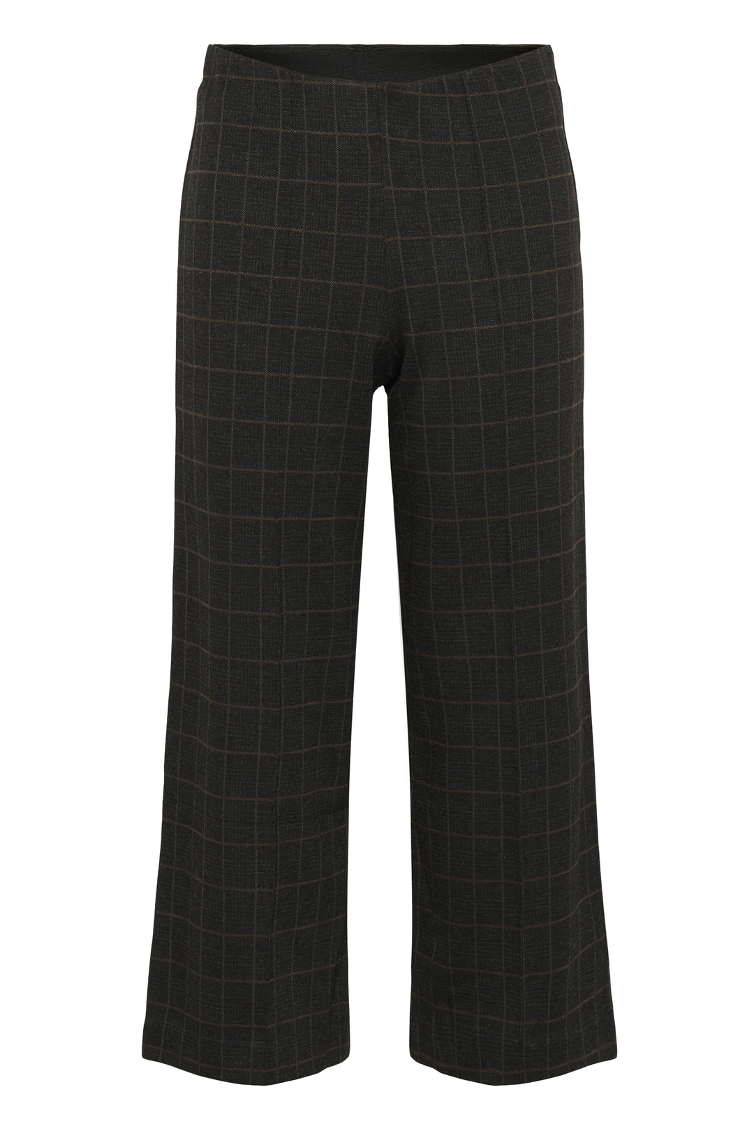 Part Two Ilisan Cropped Wide Leg Easy fit stretch Pull on Pant in Grey Check