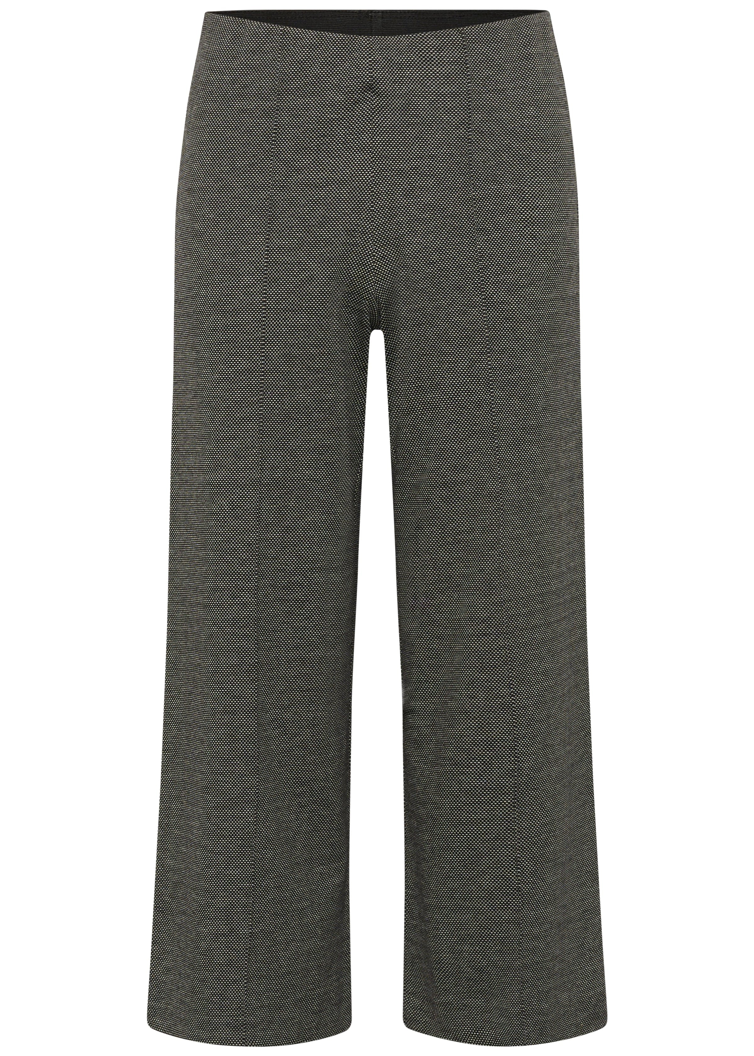 front view of plus size Part Two Ilisan Cropped Wide Leg Easy fit stretch Pull on Pant in Salt and Pepper