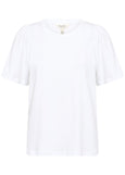 front view of Part Two Imalia Cotton Gathered Sleeve Crew Neck Tee in Bright White