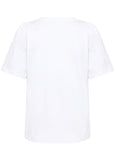 back view of Part Two Imalia Cotton Gathered Sleeve Crew Neck Tee in Bright White