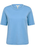 Front view of Part Two Ratana Cotton Elbow Sleeve Crewneck Tee in Silver Lake Blue