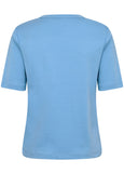 back view of Part Two Ratana Cotton Elbow Sleeve Crewneck Tee in Silver Lake Blue