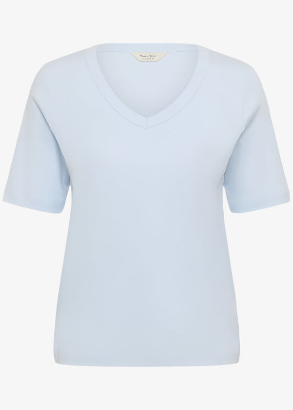 Part Two Ratansa Cotton Short Sleeve V-neck Tee in Ice Water