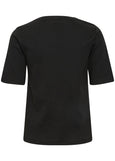 Back view of Part Two Ratansa Cotton Short Sleeve V-neck Tee in Black